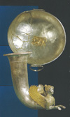 The Borovo Treasure, bowl, rhyton, silver and gilt, first half of the 4th century BC