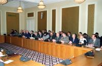 Делегацията на СДС на първото заседание за уточняване на процедурата, 3 януари 1990 г.
